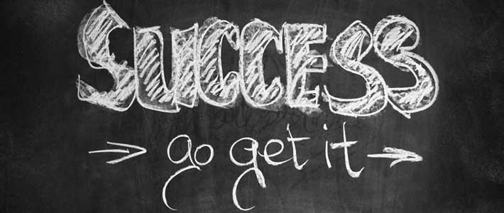 The text on this chalkboard reads "Success. Go Get It!".